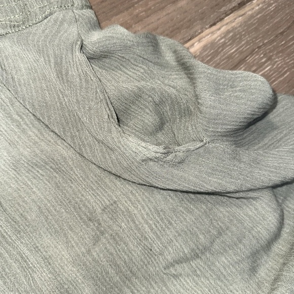 Final touch High waisted Boho Sage smocked waist Gauze Midi Skirt w Pockets M - Picture 12 of 15